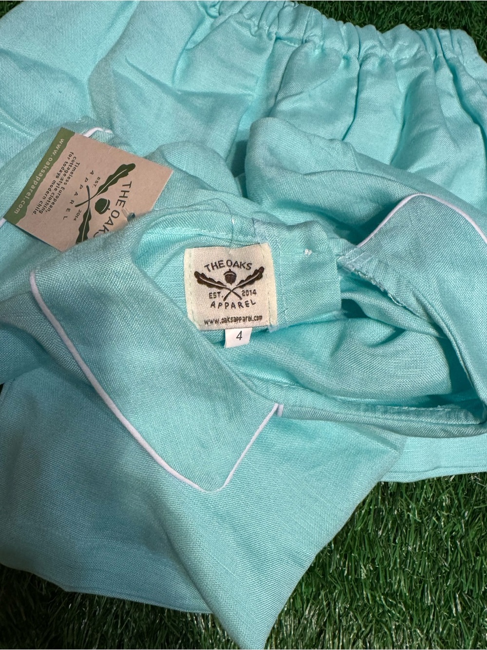 Kids Mint Green Short Set - Classic Collar - Picture 4 of 4